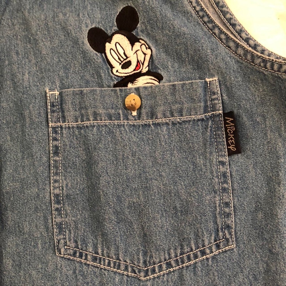 2000s Disney Mickey Mouse Mickey denim button vest shirt top jacket blouse - Picture 4 of 7